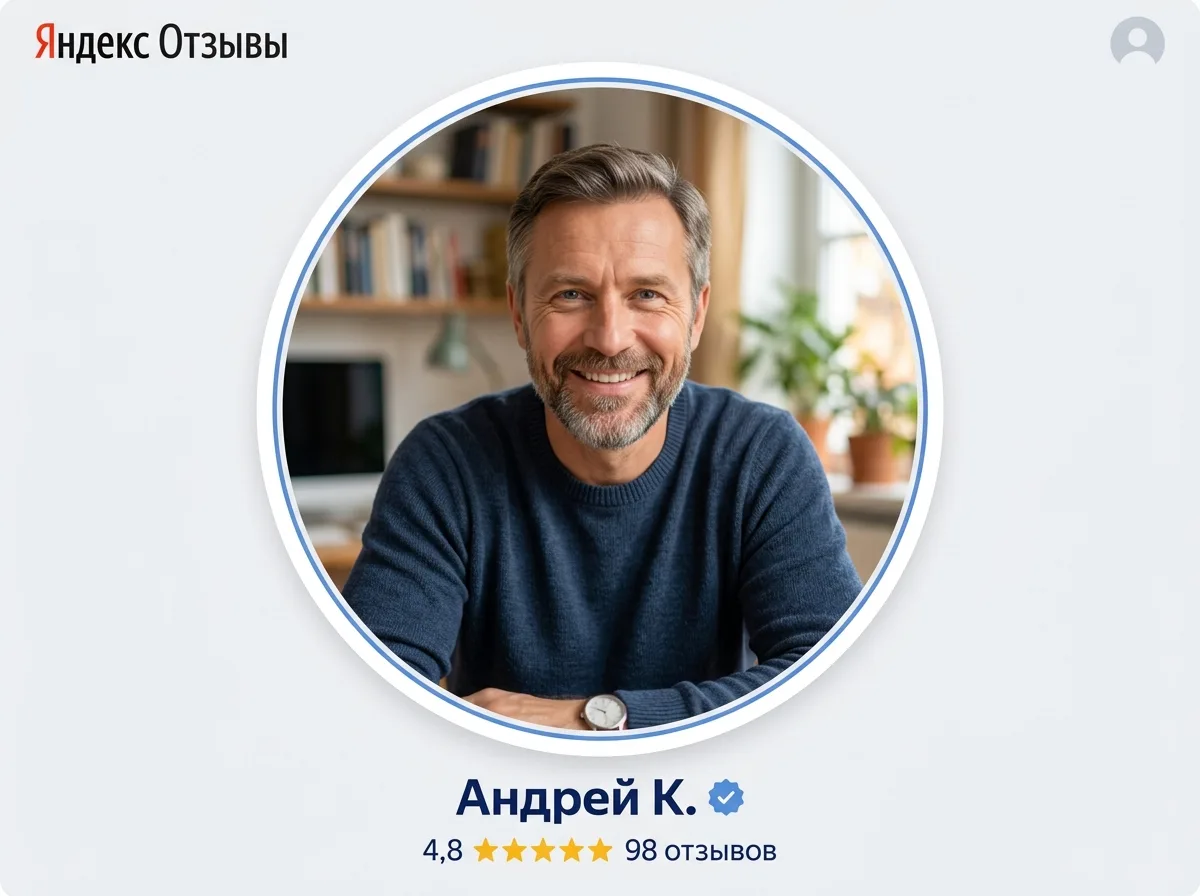 Аватар пользователя Андрей К., мужчина среднего возраста, профиль Яндекс отзывов